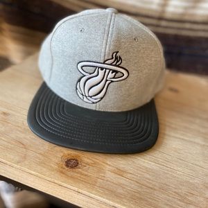 Miami Heat flat brim leather hat